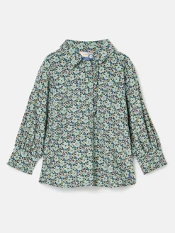 Girls' Liliana Blue Ditsy Pop Over Blouse