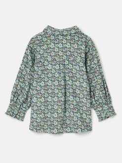 Girls' Liliana Blue Ditsy Pop Over Blouse