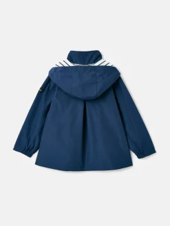 Girls' Meadow Navy Blue Lightweight Waterproof Raincoat With Hood