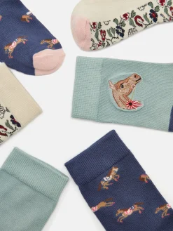 Girls' Neat Feet Blue 3 Pack Socks