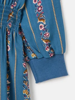 Girls' Odelia Blue Animals Print Printed Dress