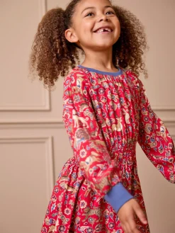 Girls' Odelia Red Animals Printed Dress