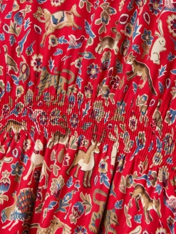 Girls' Odelia Red Animals Printed Dress