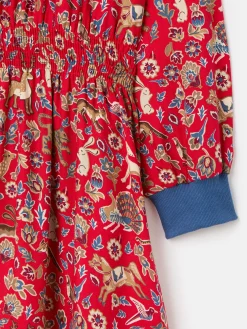 Girls' Odelia Red Animals Printed Dress