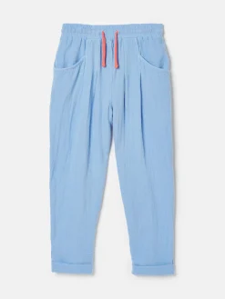 Girls' Playtime Blue Textured Woven Trousers