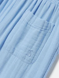 Girls' Playtime Blue Textured Woven Trousers