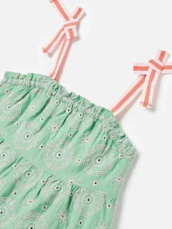 Girls' Playtime Green Tiered Woven Top