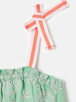 Girls' Playtime Green Tiered Woven Top