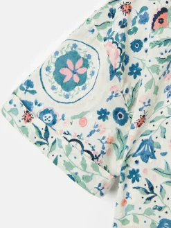 Girls' Summer Pink / Green Textured Shirt Dress