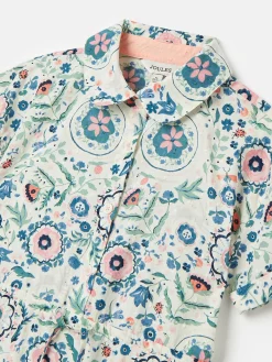 Girls' Summer Pink / Green Textured Shirt Dress