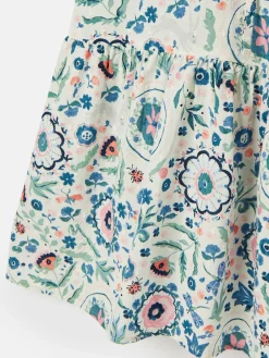 Girls' Summer Pink / Green Textured Shirt Dress