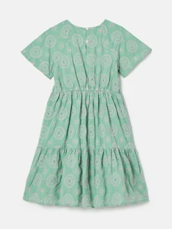 Girls' Sunshine Green Tiered Woven Dress