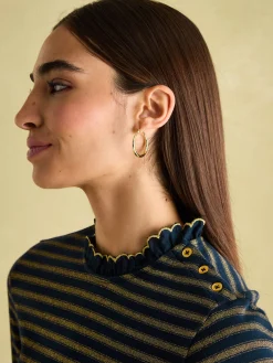 Grace Navy sparkle Long Sleeve Jersey Top