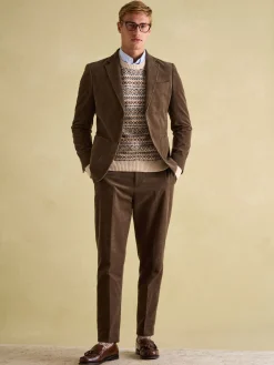 Green Corduroy Slim Fit Suit Jacket