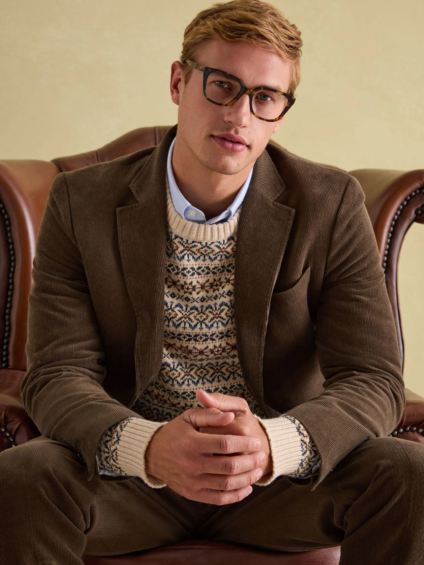 Green Corduroy Slim Fit Suit Jacket