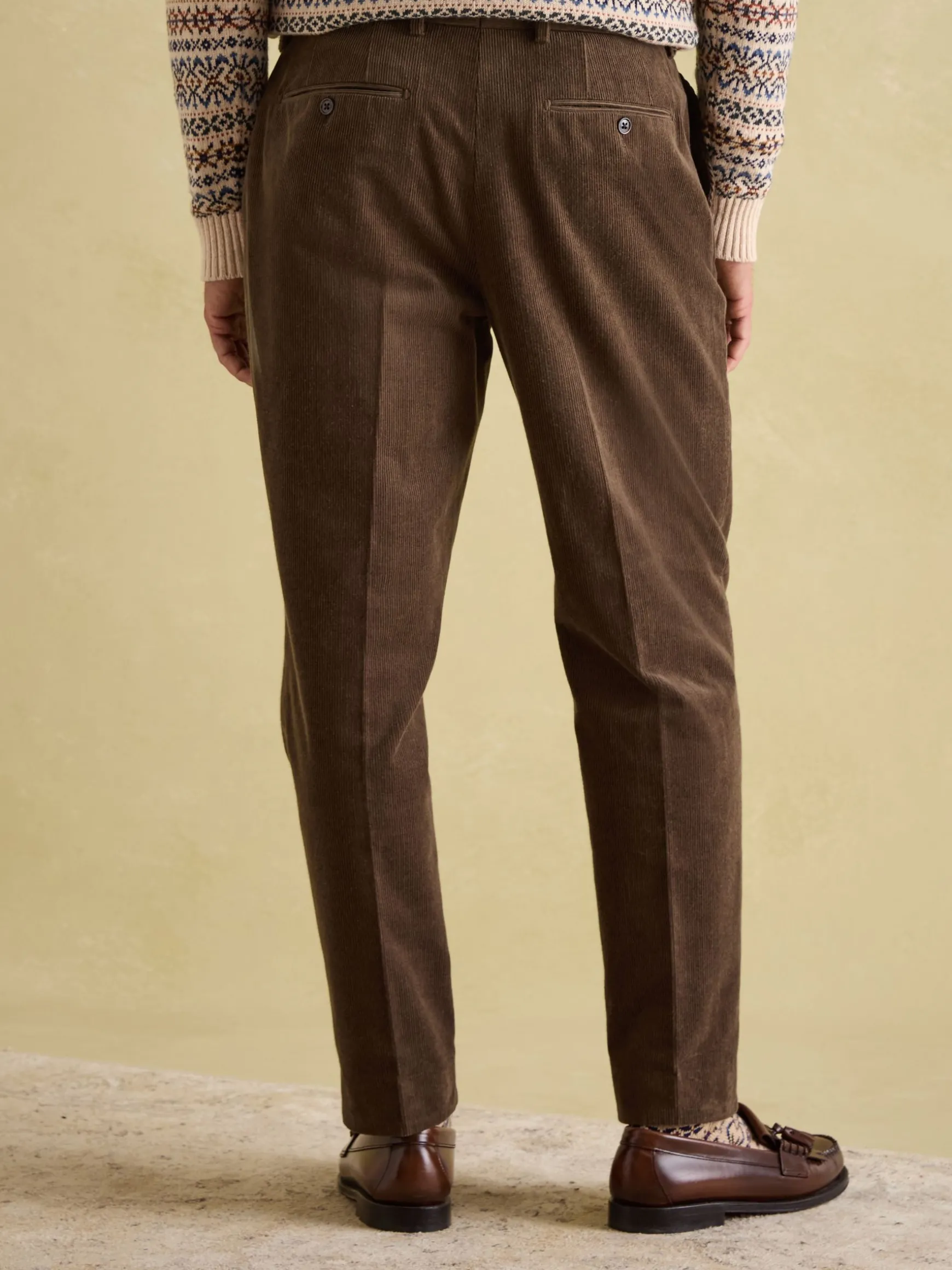 Green Corduroy Slim Fit Suit Trousers