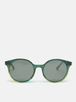 Green Floral Round Rimmed Sunglasses