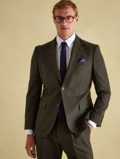 Green Slim Fit Texture Suit Jacket