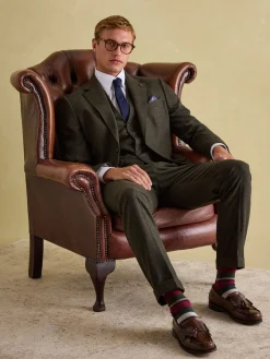 Green Slim Fit Texture Suit Jacket