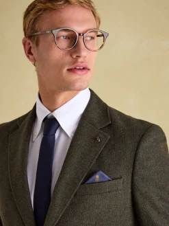 Green Slim Fit Texture Suit Jacket