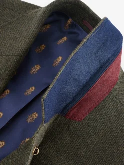 Green Slim Fit Texture Suit Jacket