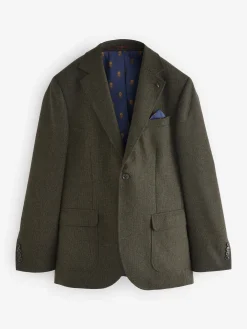 Green Slim Fit Texture Suit Jacket