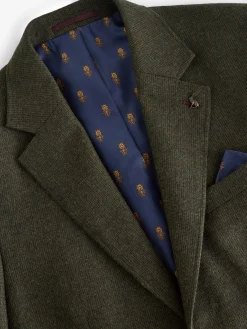 Green Slim Fit Texture Suit Jacket