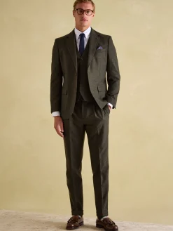 Green Slim Fit Texture Suit Trousers