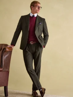 Green Slim Fit Texture Suit Trousers