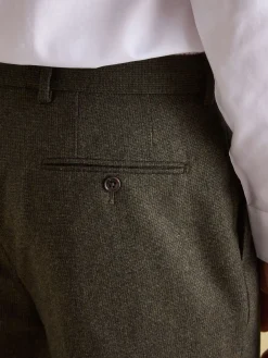 Green Slim Fit Texture Suit Trousers