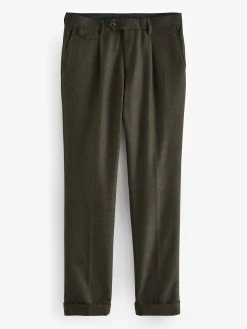 Green Slim Fit Texture Suit Trousers