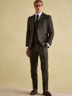 Green Slim Fit Texture Suit Waistcoat