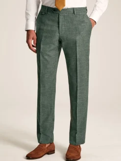 Green Slim Textured Suit Trousers