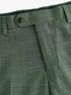 Green Slim Textured Suit Trousers