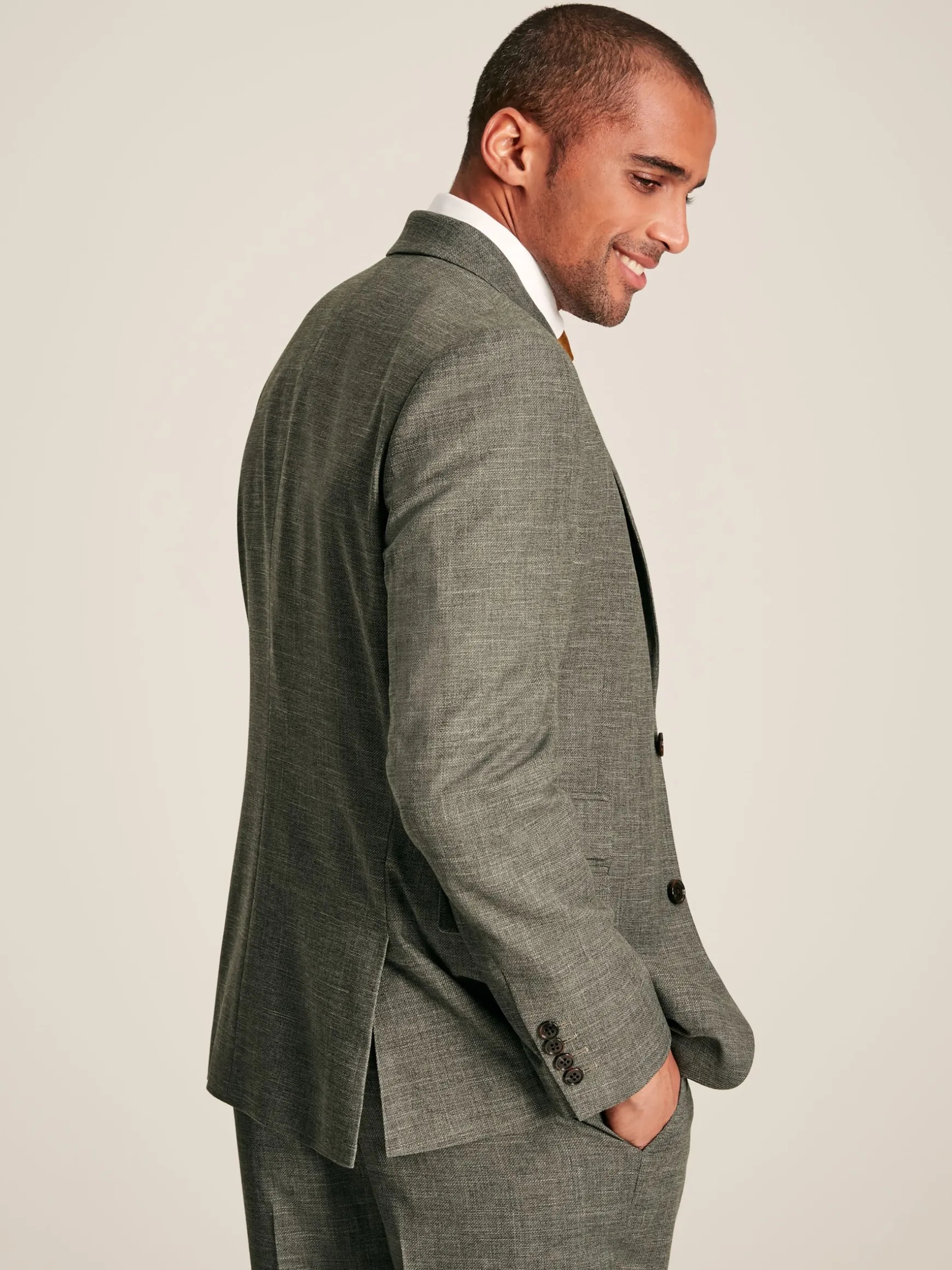 Green Slim Textured Suit Jacket