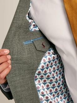 Green Slim Textured Suit Jacket