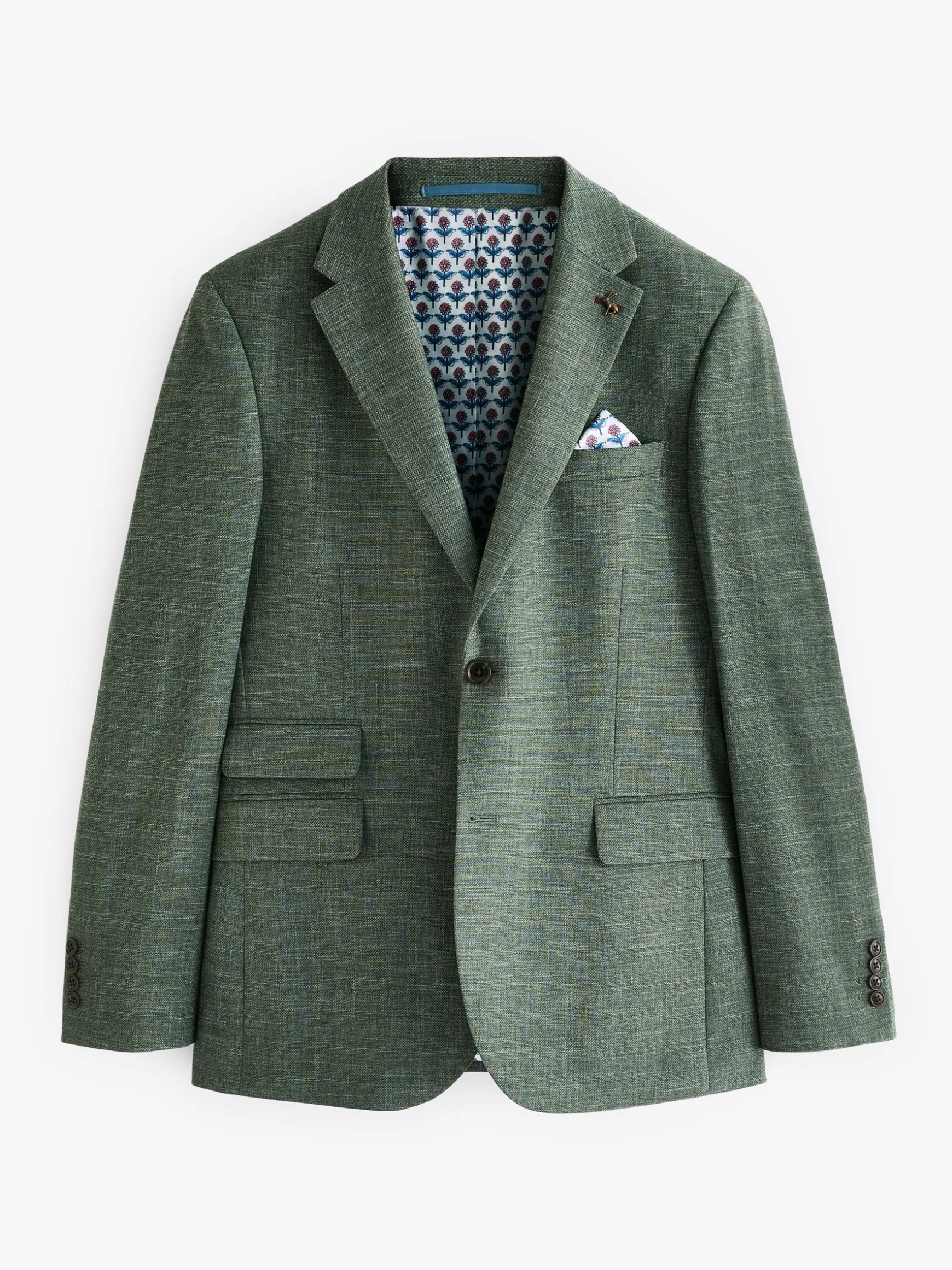 Green Slim Textured Suit Jacket