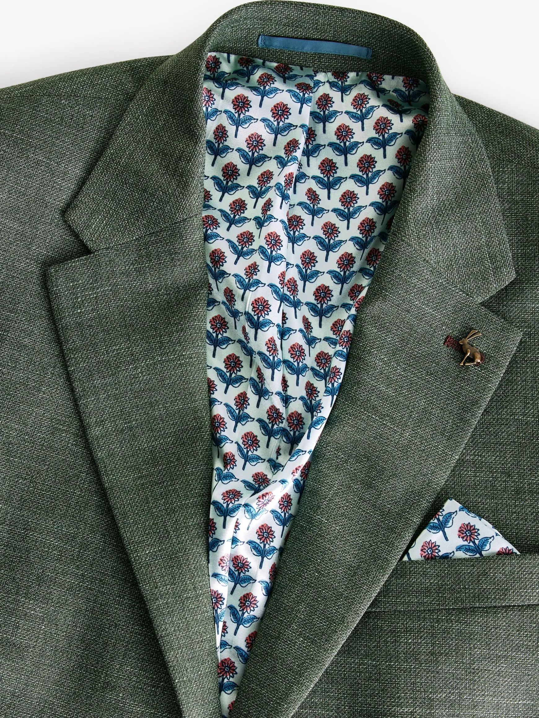 Green Slim Textured Suit Jacket