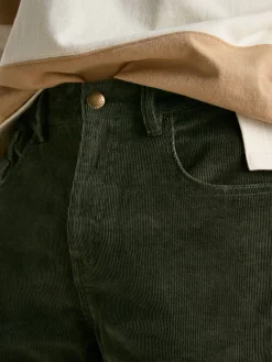 Green Straight Leg Corduroy Trousers