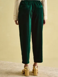 Green Velvet Straight Leg Trousers