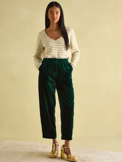 Green Velvet Straight Leg Trousers