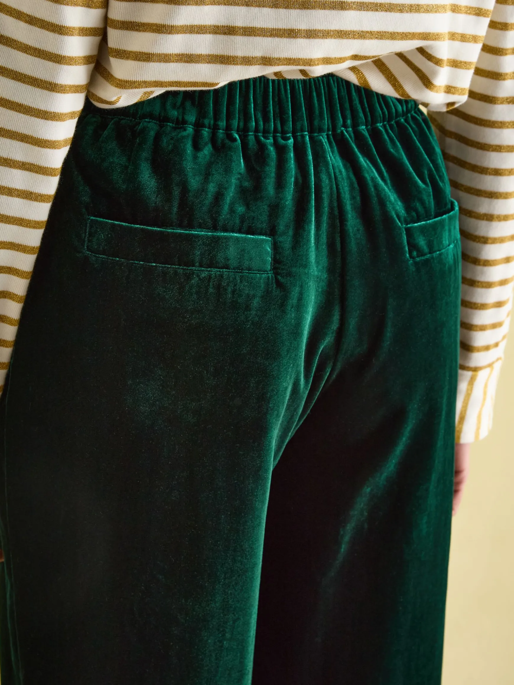 Green Velvet Straight Leg Trousers