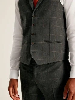 Green Window Pane Check Suit Waistcoat