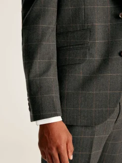 Green Window Pane Check Slim Fit Suit Jacket