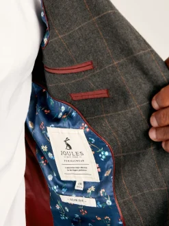 Green Window Pane Check Slim Fit Suit Jacket