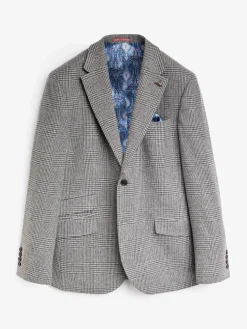 Grey Prince of Wales Check Slim Fit Blazer