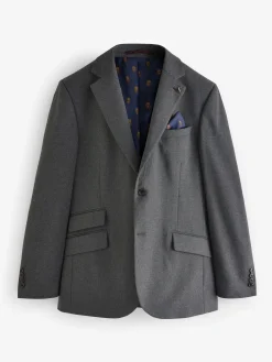 Grey Slim Fit Flannel Suit Jacket