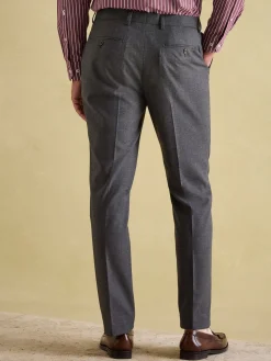 Grey Slim Fit Flannel Suit Trousers