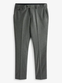 Grey Slim Fit Flannel Suit Trousers