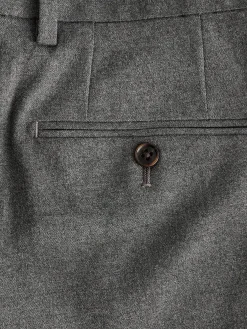 Grey Slim Fit Flannel Suit Trousers